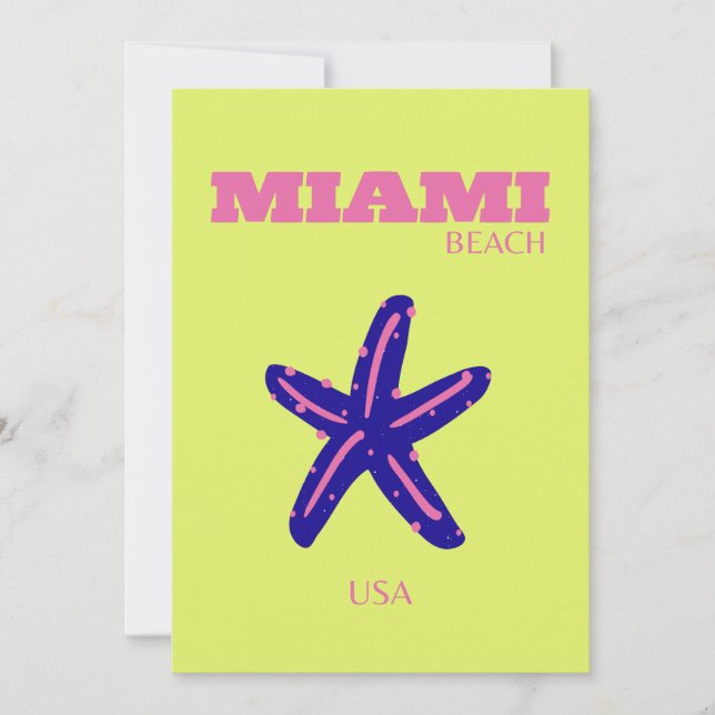 Miami, Miami Beach, Travel Art, Preppy Holiday Card (Front)