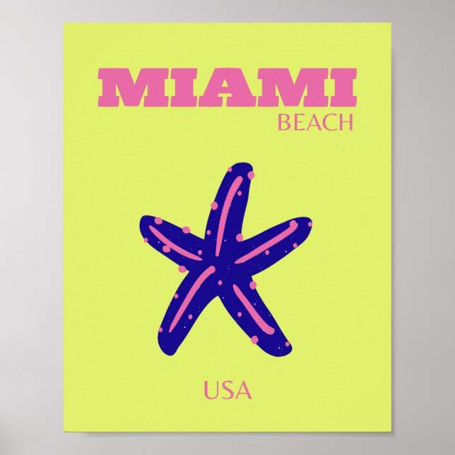 Miami, Miami Beach, Travel Art, Preppy Poster (Front)
