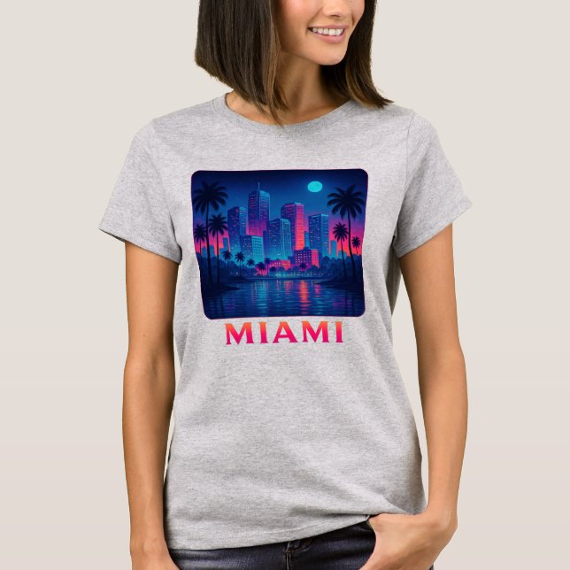 Miami Moonrise - Neon Skyline Graphic Tee (Front)