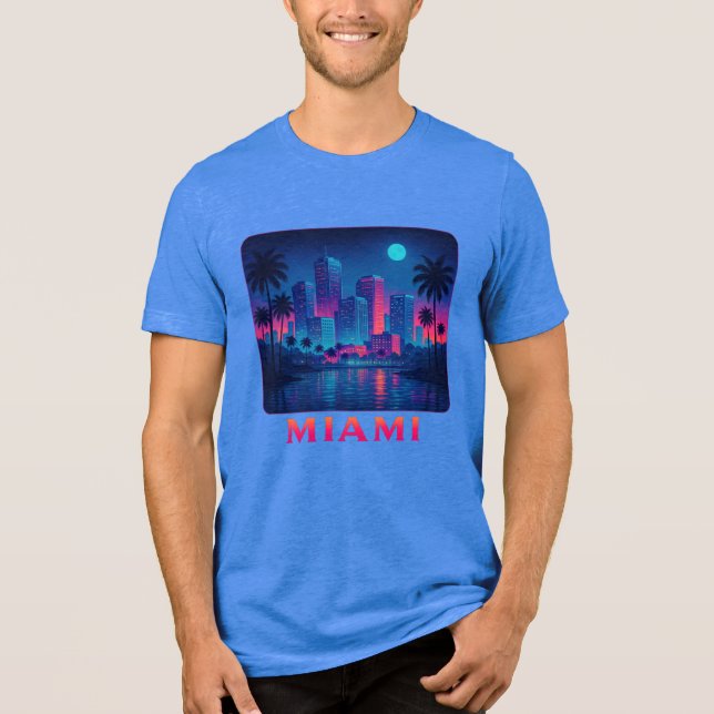 Miami Moonrise - Neon Skyline Graphic Tee (Front)
