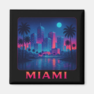 Miami Moonrise - Neon Skyline Magnet