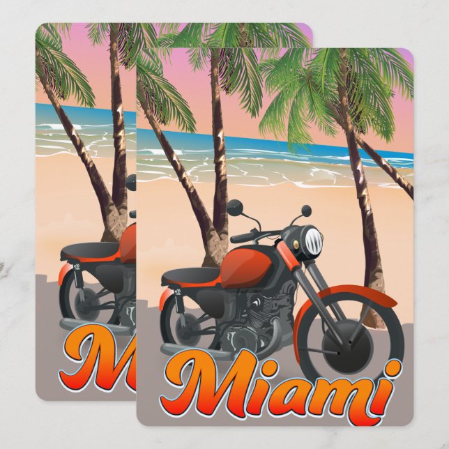 Miami Motorbike travel poster (Front/Back)