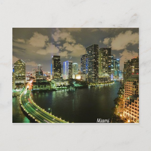 Miami Night Skyline Postcard (Front)