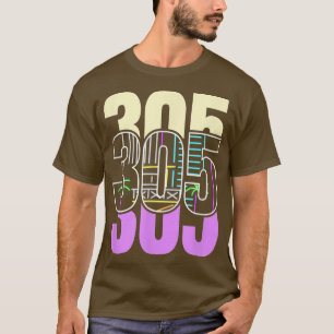 Miami Nightlife In The 305 Retro Design  T-Shirt