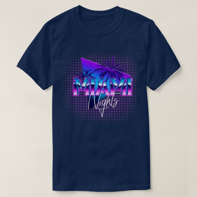 Miami Nights Florida Retrowave Outrun T-Shirt (Design Front)