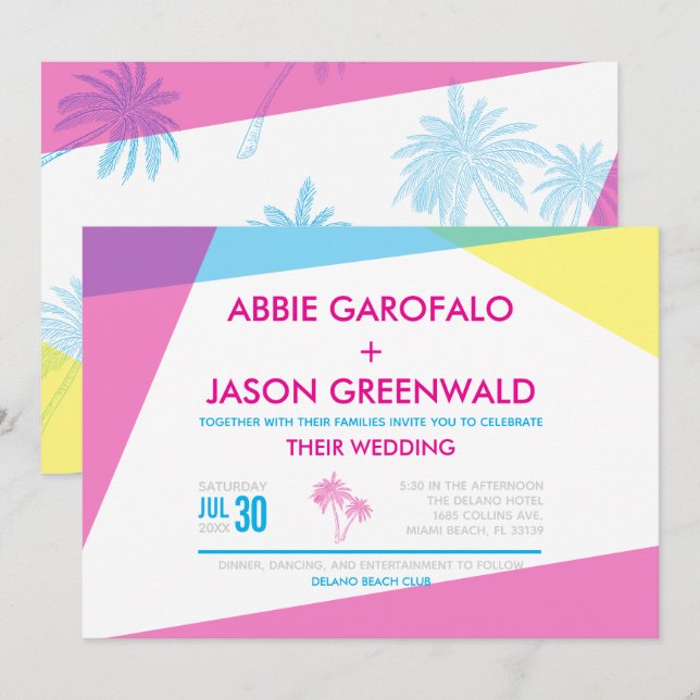 Miami Nights Wedding Invitation (Front/Back)