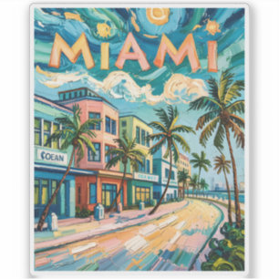 Miami Ocean Drive Florida Beach Van Gogh Colorful