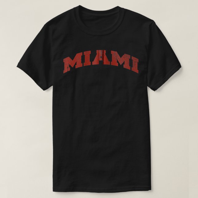 Miami Ohio Classic Athletic Sports Distressed Zip  T-Shirt (Design Front)