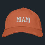 MIAMI Orange Vintage Style Distressed Cotton Embroidered Hat<br><div class="desc">MIAMI Orange Embroidered vintage style distressed cotton hat. Makes a wonderful gift for anybody who loves Miami FL! If you would prefer to have your personal text then simply select "Personalise this template" details button to enter your choice of custom text. Embroidery is also customisable to other colour choices by...</div>