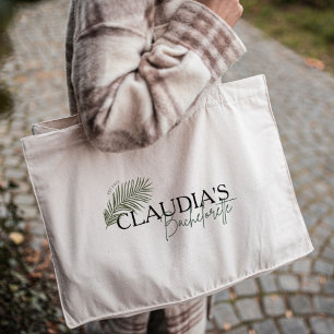 Miami Palm Bride Custom Chic Bachelorette Party Large Tote Bag