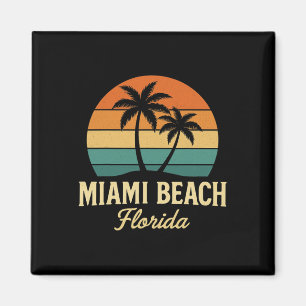 Miami Palm Florida Vintage Sunset Palm Trees Beach Magnet