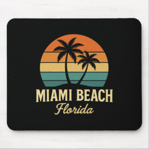 Miami Palm Florida Vintage Sunset Palm Trees Beach Mouse Mat