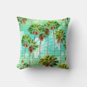Miami Palms: Watercolor Tropical Seamless Cushion