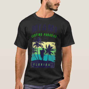 Miami Paradise Beach T Cool Miami Florida Surfing T-Shirt