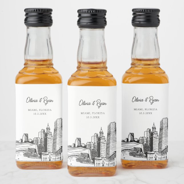 Miami Party Favour Welcome Gift Custom Liquor Bottle Label (Bottles)
