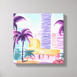 Miami Pastels   Messy Watercolor Painting Canvas Print