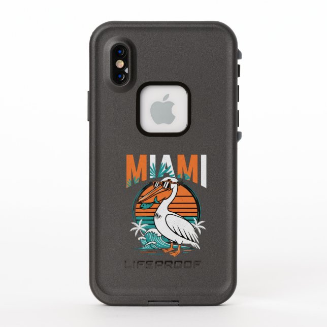 Miami Pelican Tropical Sunset Beach Design  LifeProof iPhone Case (Back)
