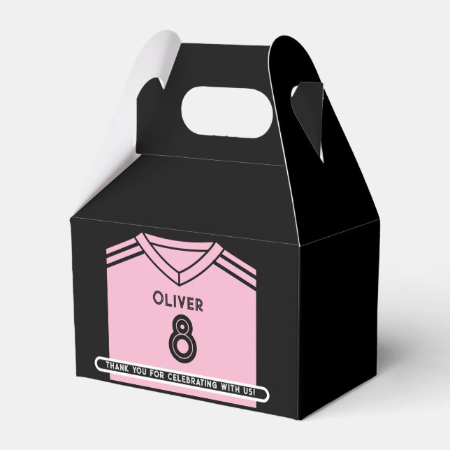 Miami Pink and Black Soccer Birthday Party  Favour Box (Front Side)