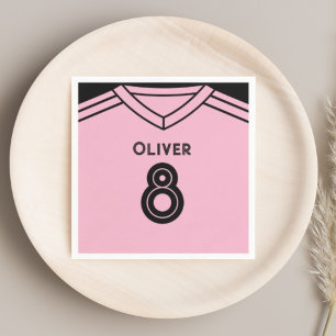Miami Pink and Black Soccer Birthday Party  Napkin
