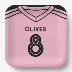 Miami Pink and Black Soccer Birthday Party  Paper Plate