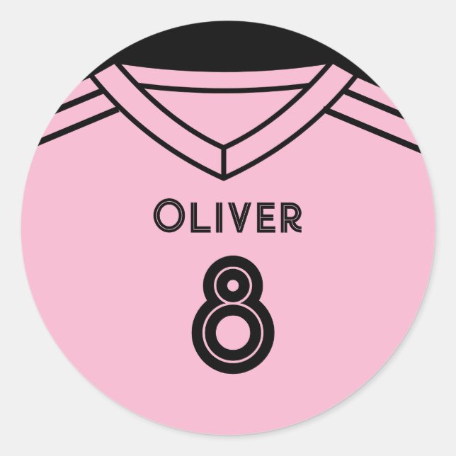 Miami Pink and Black Soccer Birthday Party Sticker (Front)
