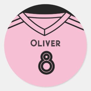 Miami Pink and Black Soccer Birthday Party Sticker