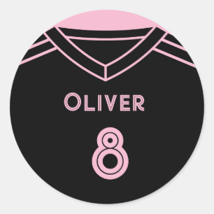 Miami Pink and Black Soccer Party Birthday  Classic Round Sticker