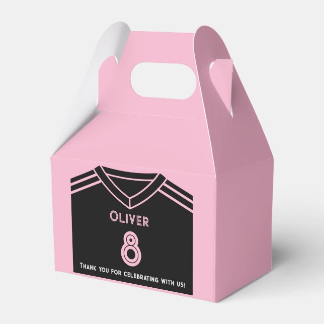 Miami Pink and Black Soccer Party Birthday  Favour Box (Front Side)