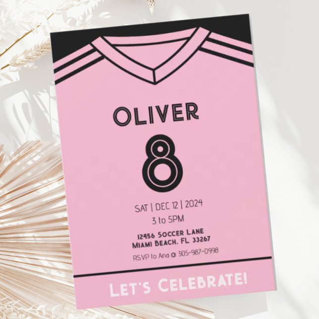 Miami Pink Soccer Birthday Party Invitation (Creator Uploaded)