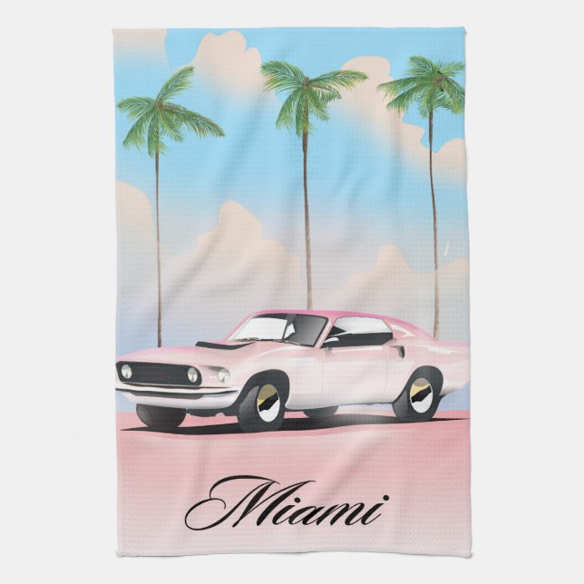 Miami Pink Sunset Tea Towel (Vertical)