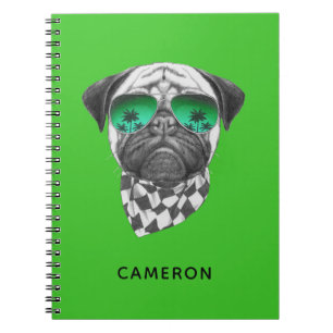 Miami Pug   Add Your Name Notebook