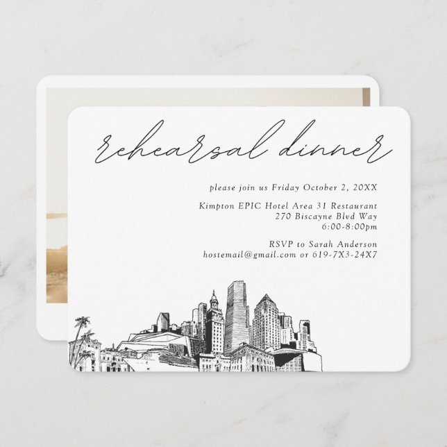 Miami Rehearsal Dinner Invite Enclosure Card (Front/Back)