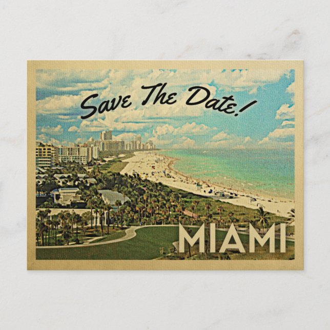 Miami Save The Date Florida City Coast Announcement Postcard (Front)