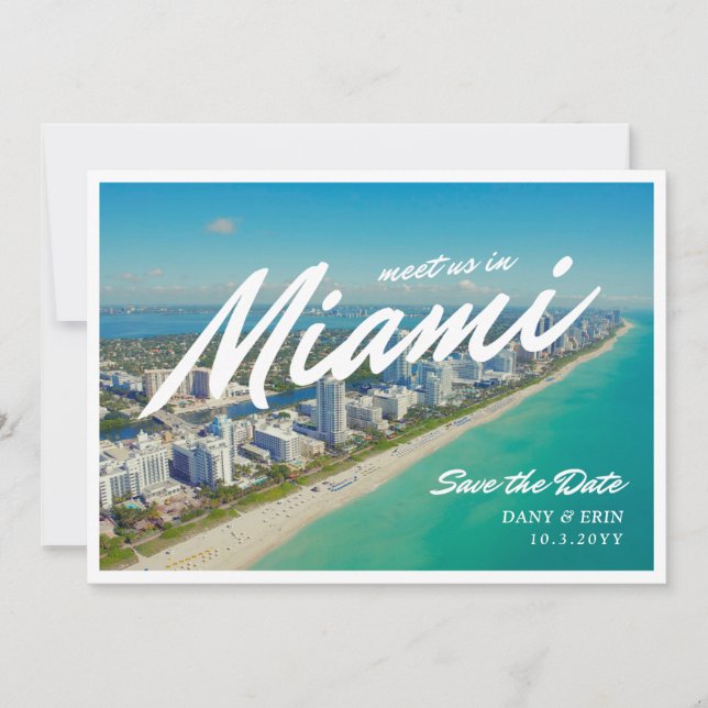 Miami Save the Date Postcard Style Invite (Front)