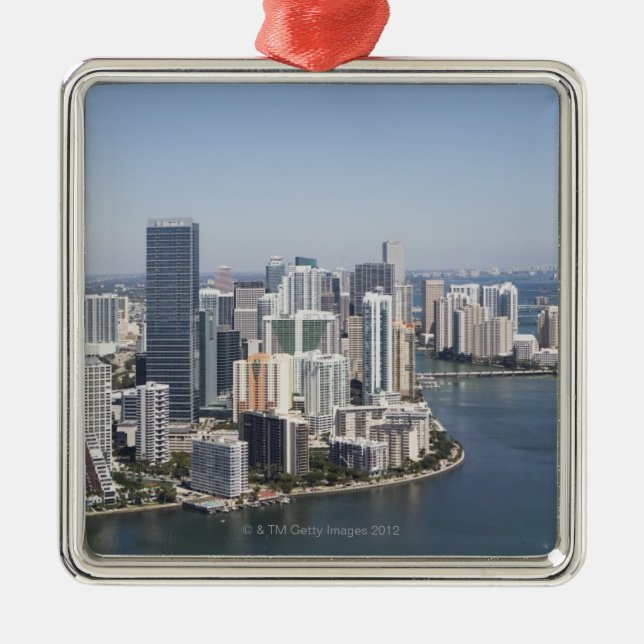 Miami Skyline 3 Metal Tree Decoration (Front)