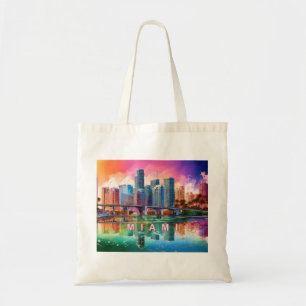 Miami Skyline Abstract Art Tote Bag