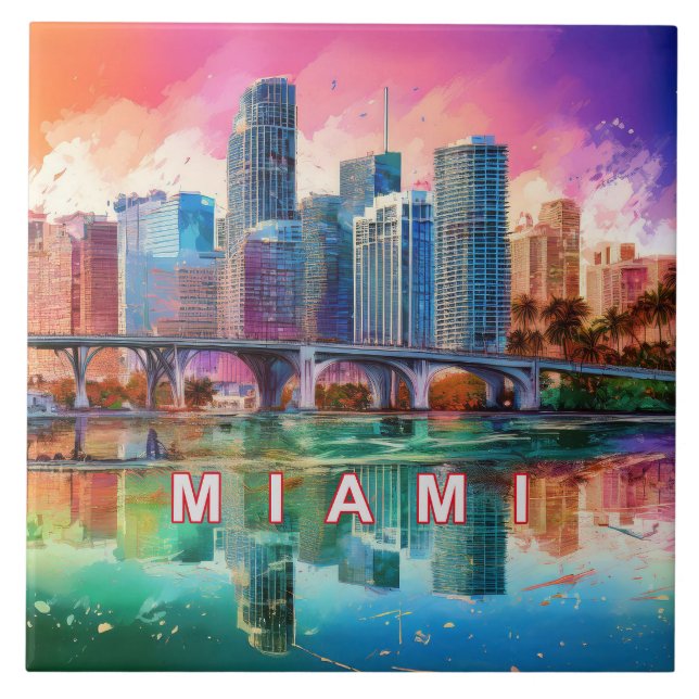 Miami Skyline Art  Tile (Front)