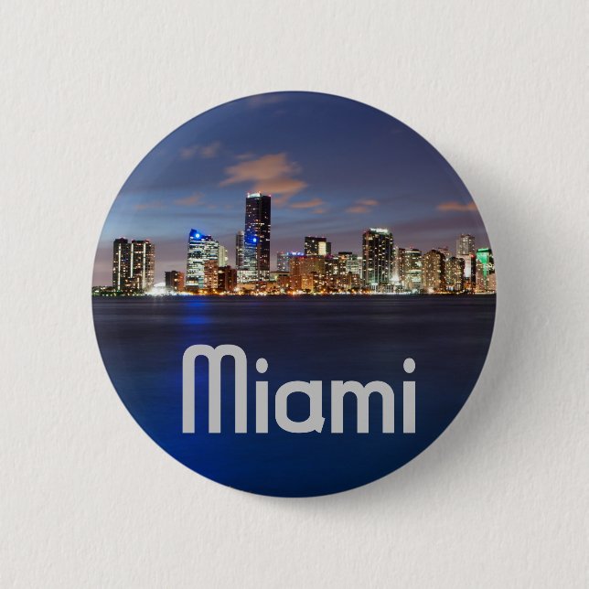 Miami Skyline at Dusk 6 Cm Round Badge (Front)