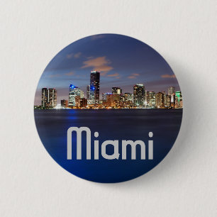 Miami Skyline at Dusk 6 Cm Round Badge