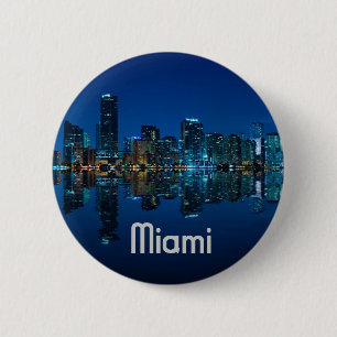 Miami Skyline at Dusk 6 Cm Round Badge