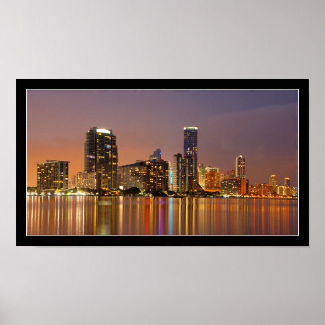 Miami Skyline at Dusk Panorama Poster (Front)