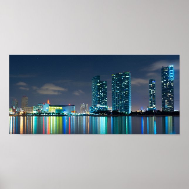 Miami skyline at dusk Poster (Front)