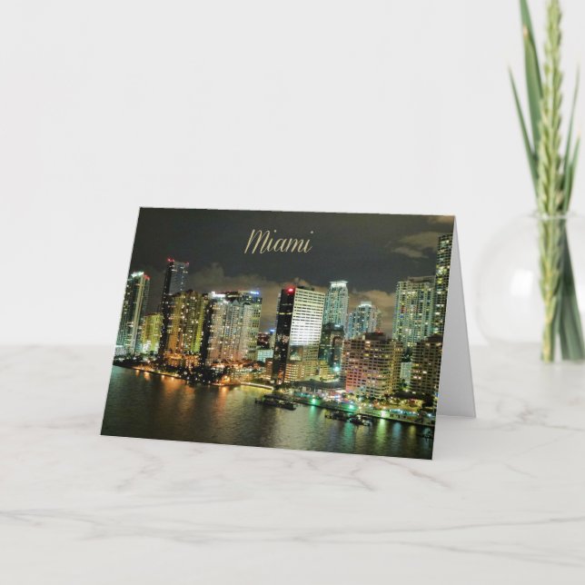 Miami Skyline at Night Card (Front)