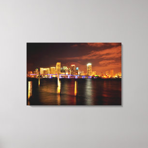 Miami skyline at night, Florida Canvas Print