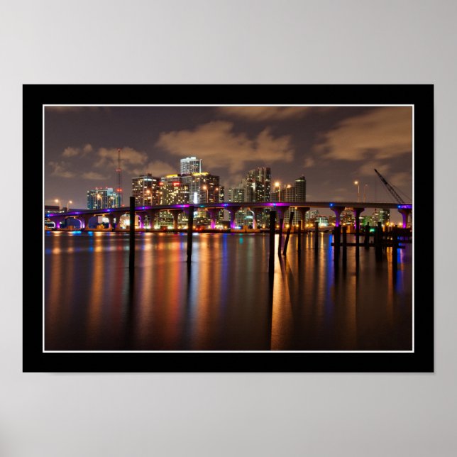 Miami skyline at night - Poster (Front)