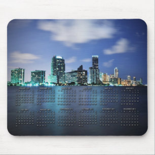 Miami skyline at night with 2011 calendar mouse mat