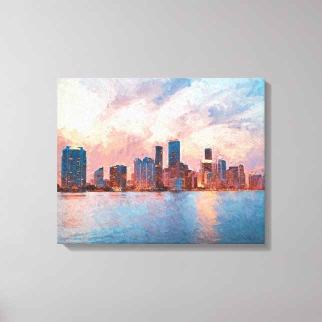 Miami Skyline Canvas Print (Front)