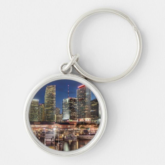 Miami skyline city in Florida Key Ring (Front)