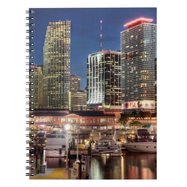 Miami skyline city in Florida Notebook (Front)
