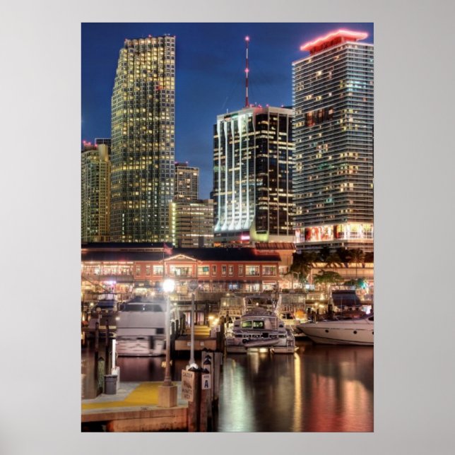 Miami skyline city in Florida Poster (Front)